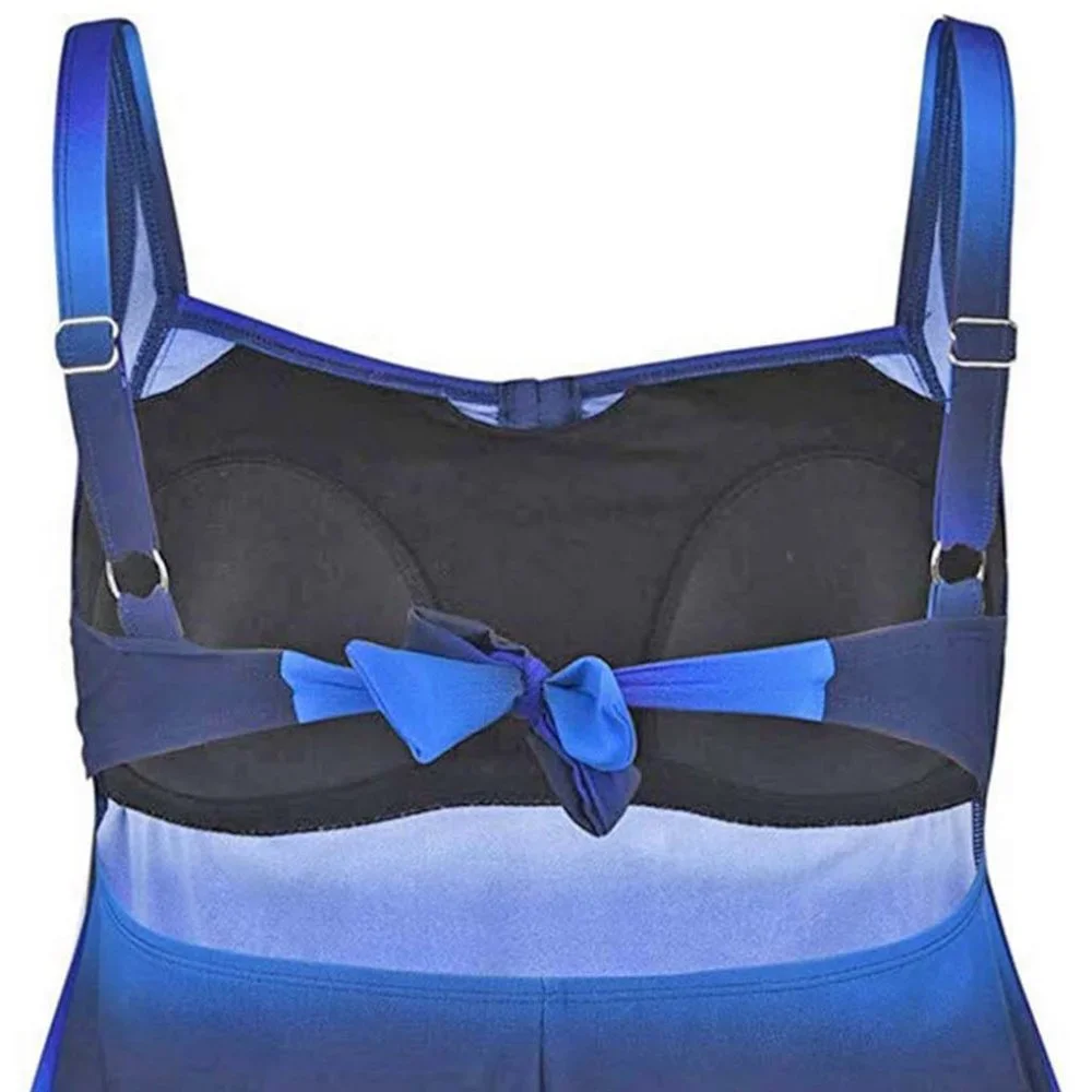 Plus Swim Tankini Set Womens Size 26 Blue Ombre Swimwear Striped Swimsuit